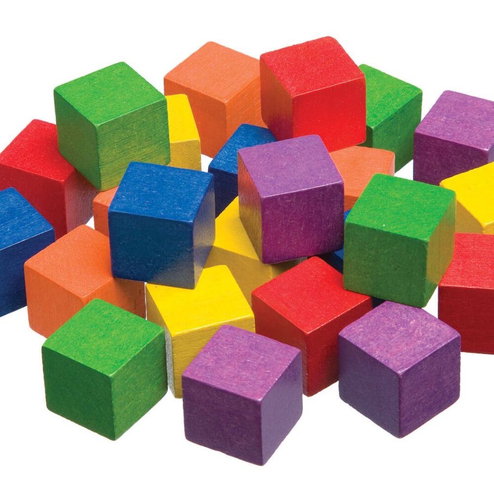NEW 100 wood color Blocks 2cm 6 colors math manipulatives cubes sorting patterns - Picture 6 of 9